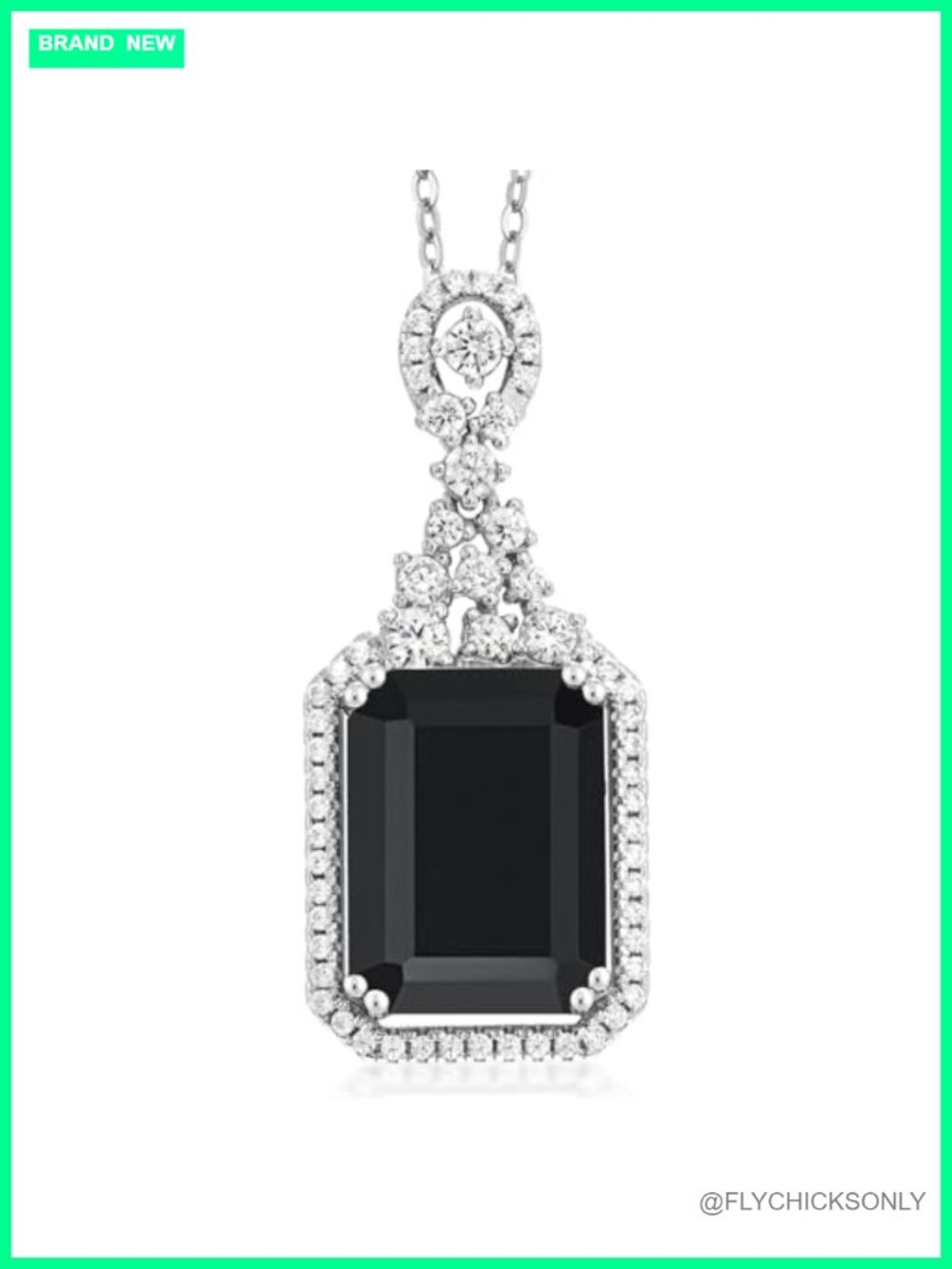 Emerald Cut Birthstone Pendant Necklace 925 Sterling Silver 18 Inch